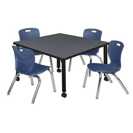 Regency Tables > Height Adjustable > Square Mobile Table & Chair Sets, 42 W, 42 L, 23-34 H, Grey TB4242GYAPCBK45NV